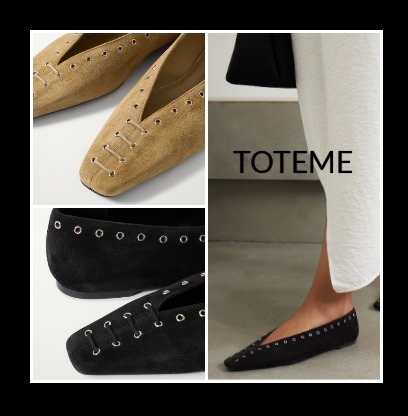 ★TOTEME★スエード レースアップ バレエシューズ