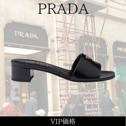 【日本入手困難】プラダ Leather slippers サンダル・ミュール ViVi PRADA(プラダ) サンダル・ミュール(レディース) - 海外通販