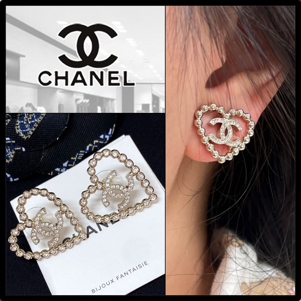 【CCロゴｘゴールド☆キラキラ可愛い】★CHANEL★ハートピアス