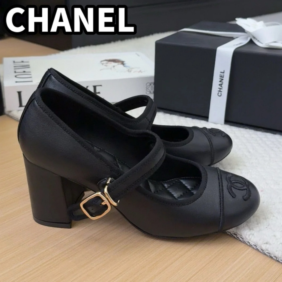 【25S/シンプルエレガント♪】CHANEL メリージェーン ラムスキン