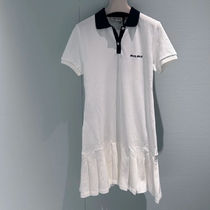 関税込 MiuMiu Pleated cotton pique mini-dress ドレス (MiuMiu