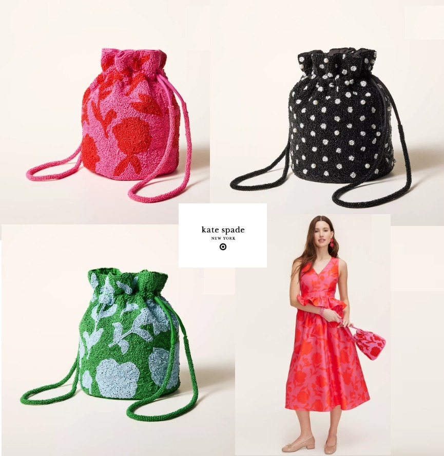 限定【Kate Spade × TARGET】総ビーズ バケツ型 巾着 バッグ ♪