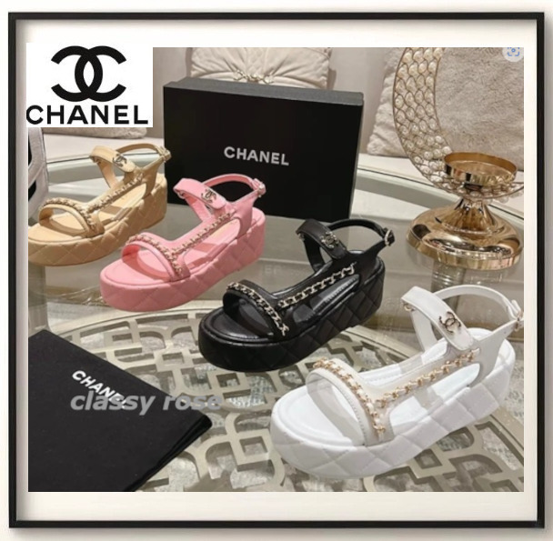 【チェーンのアクセントに美脚効果】CHANEL サンダル マトラッセ