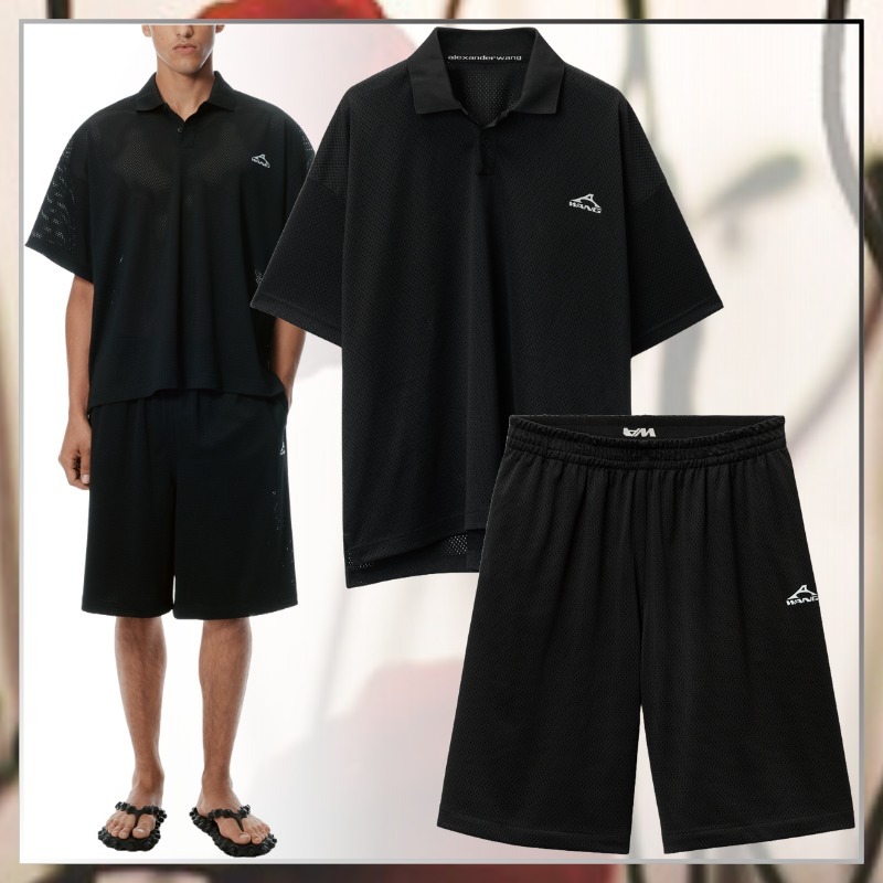 【Alexander wang】ユニセックスメッシュ ロゴ ポロ&ショーツ