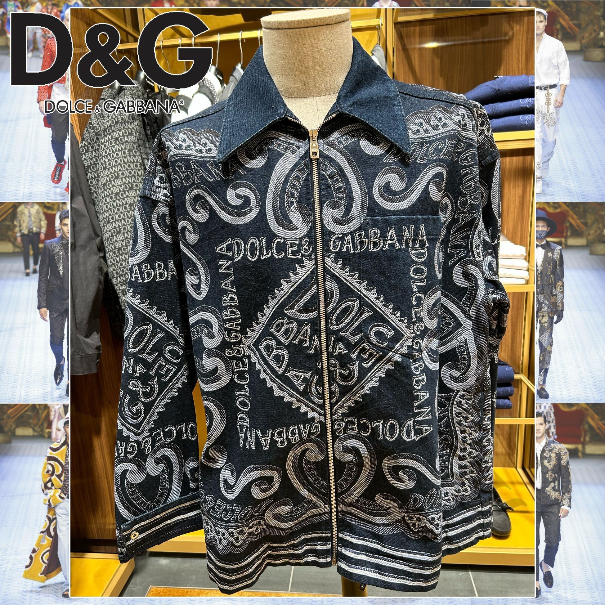Dolce & Gabbana マリーナプリント ジップ デニムジャケット