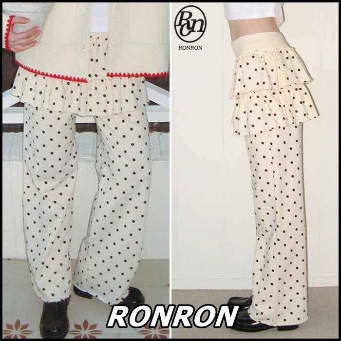 【RONRON】Dot Cancan Ruffle Layered Pantskirt ★追跡可能★