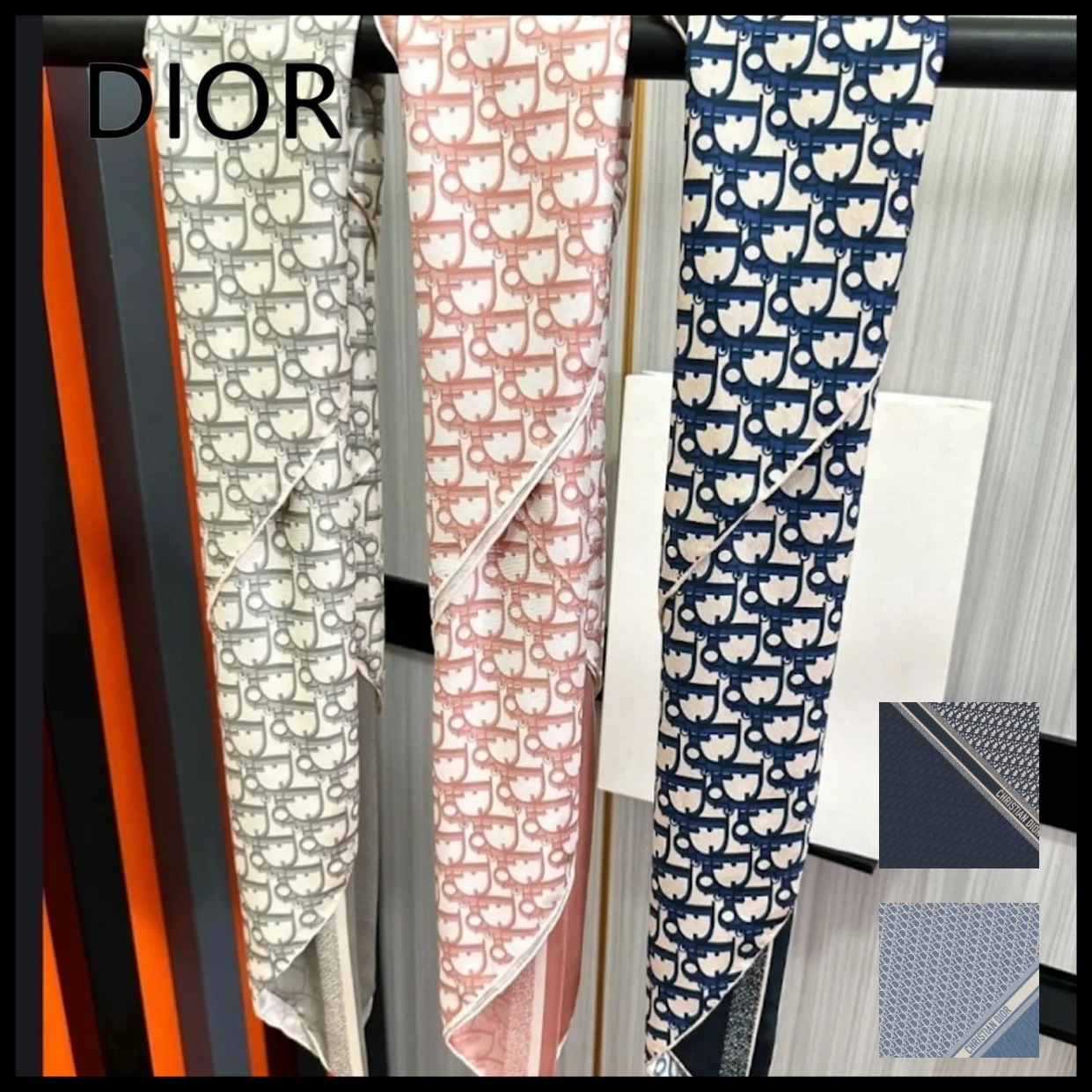 【Dior】即発送♪70 スクエアスカーフ ピンク