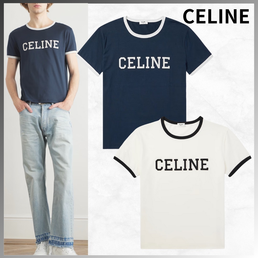 CELINE セリーヌ コットンジャージー ロゴ クロップドTシャツ