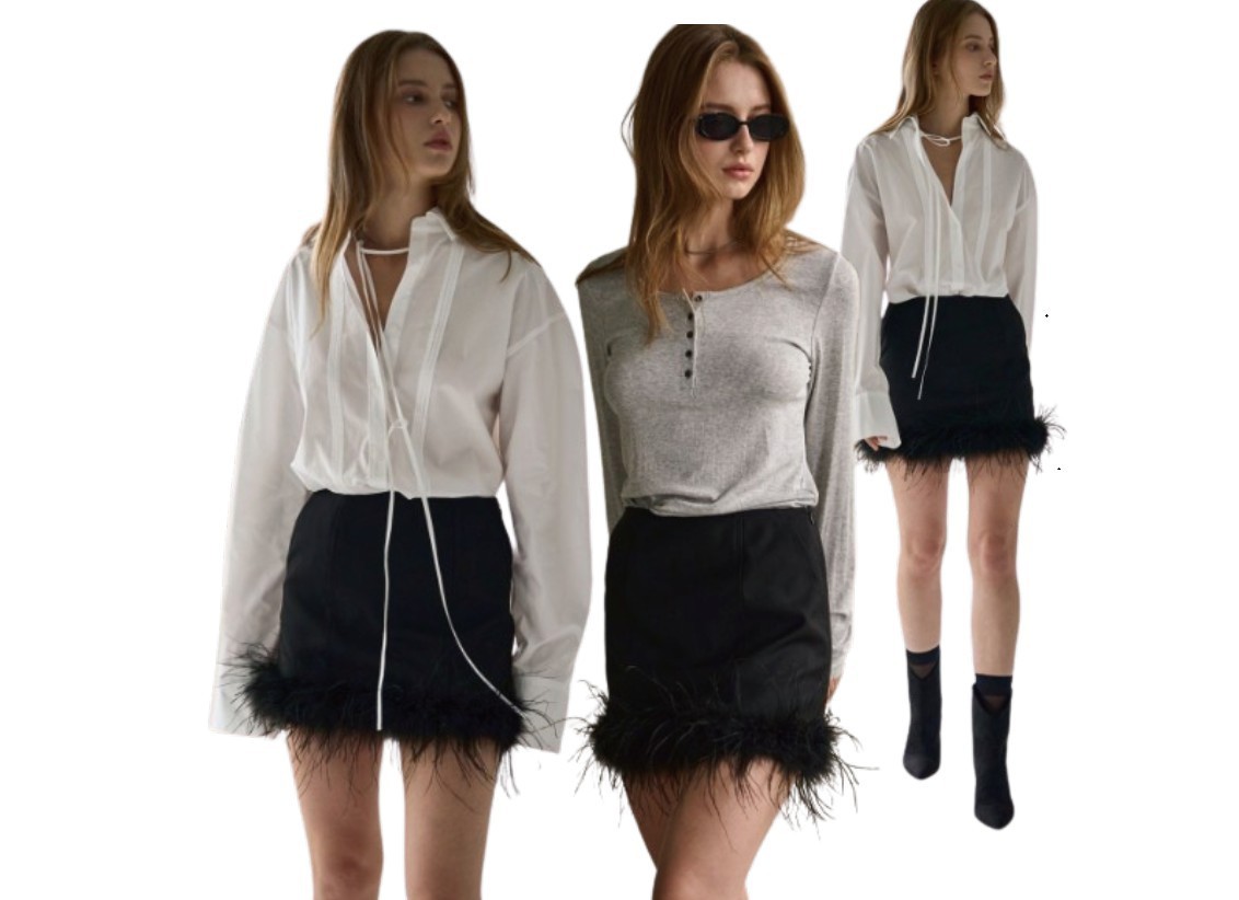 韓国商品/SIGREAT FUR TRIMMING MINI SKIRT