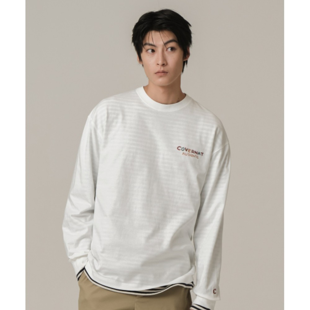 Tシャツ・カットソー COVERNAT Iceland Line Graphic Long Sleeve White