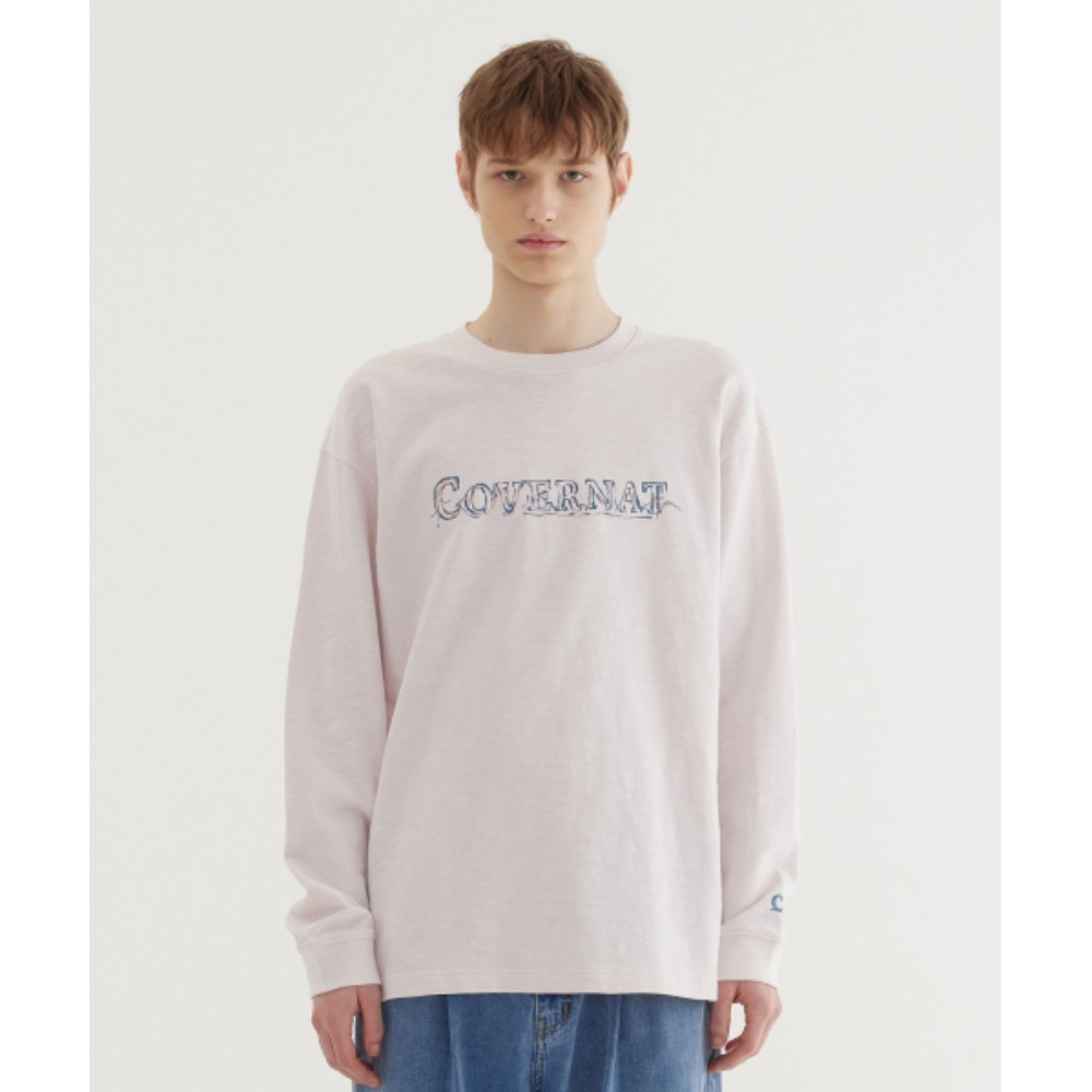 Tシャツ・カットソー COVERNAT Sketch Logo Graphic Long Sleeve Light Purple