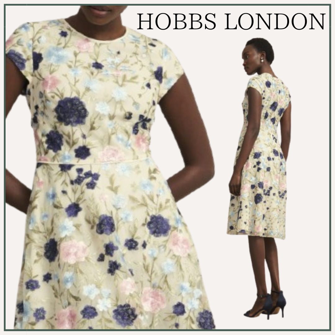 【フローラル】HOBBS LONDON / tia フレア ミディドレス