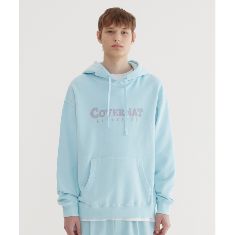 パーカー・フーディ COVERNAT Authentic Logo Dyed Hoodie Sky Blue