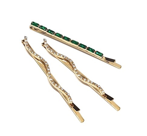 [Blackmuse] IU着用☆3pcs set green n wave mix hair pin set