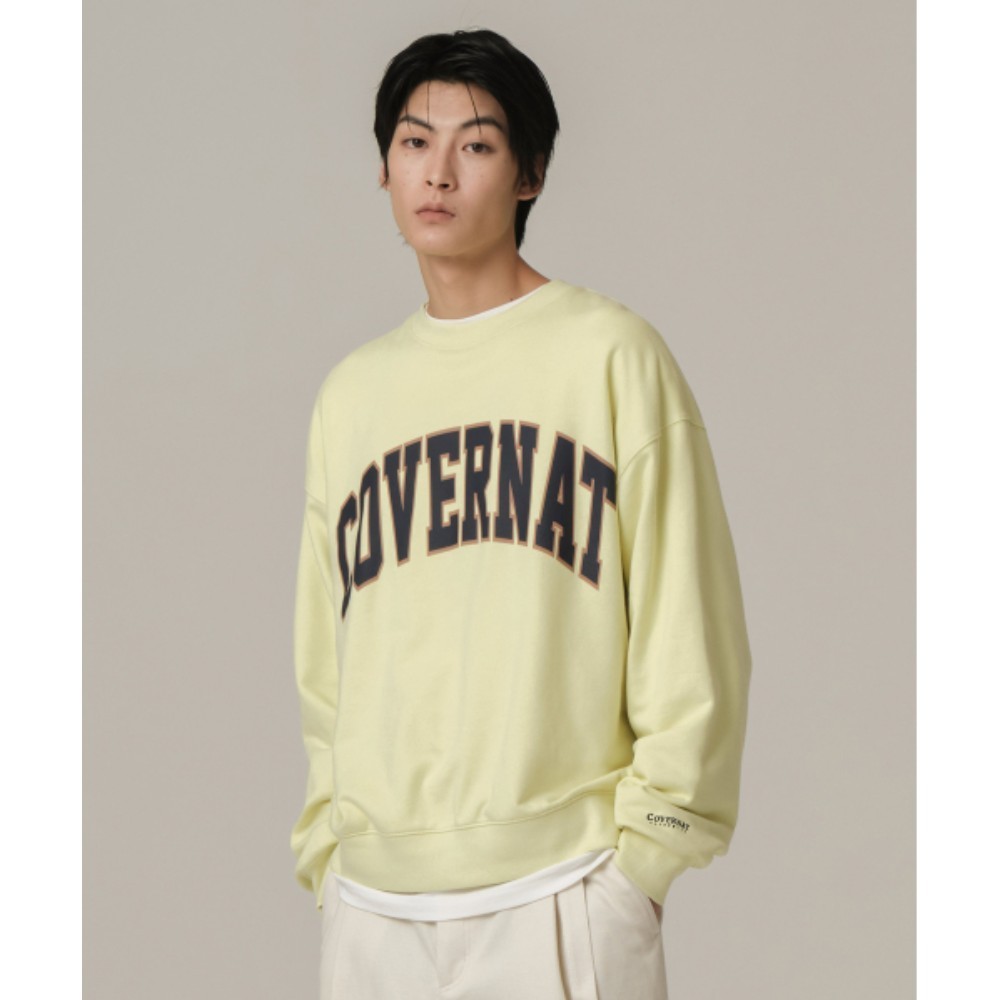 スウェット・トレーナー COVERNAT Arch Logo Drop Fit Man to Man Light Yellow