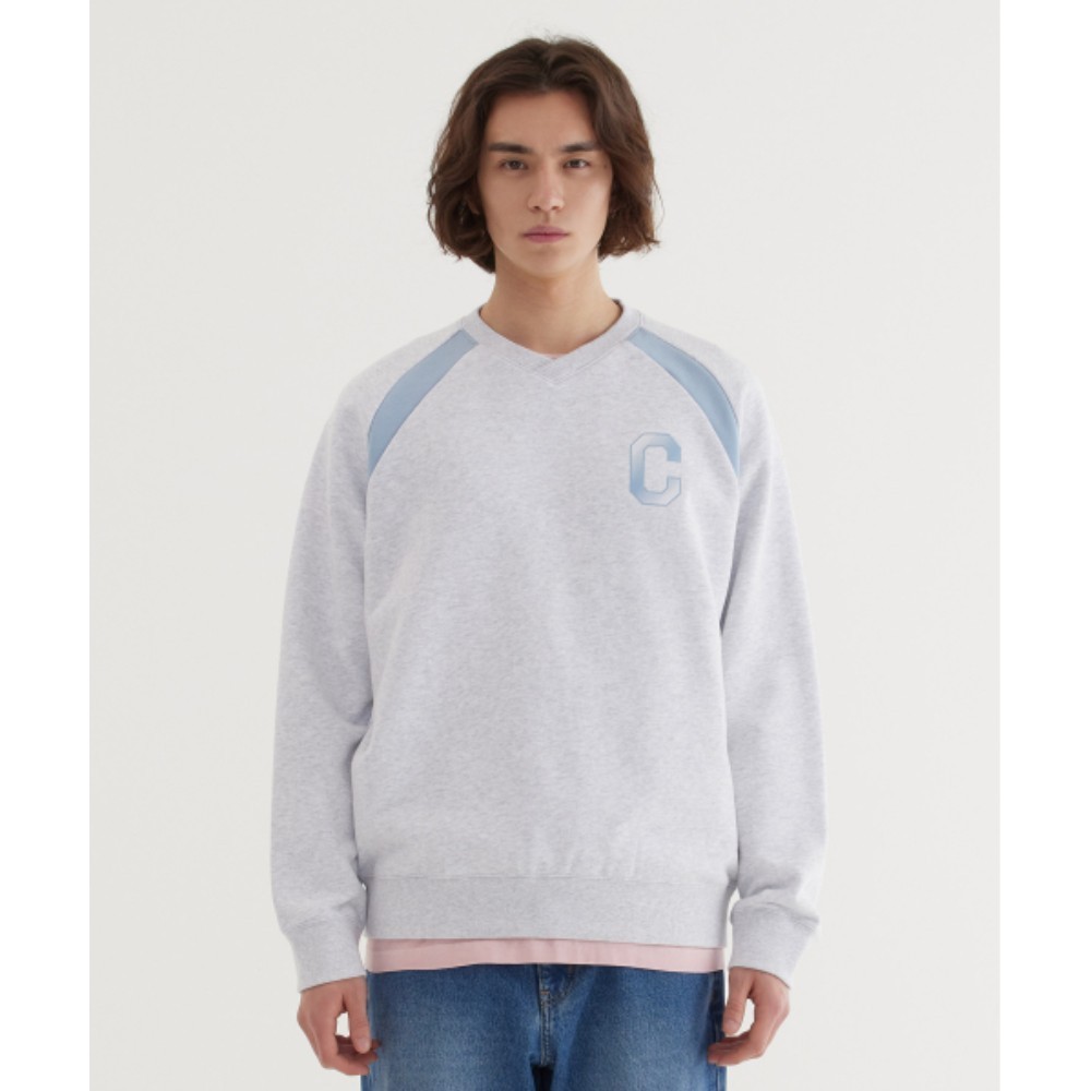 スウェット・トレーナー COVERNAT Blockcore Graphic Man to Man Heather Gray