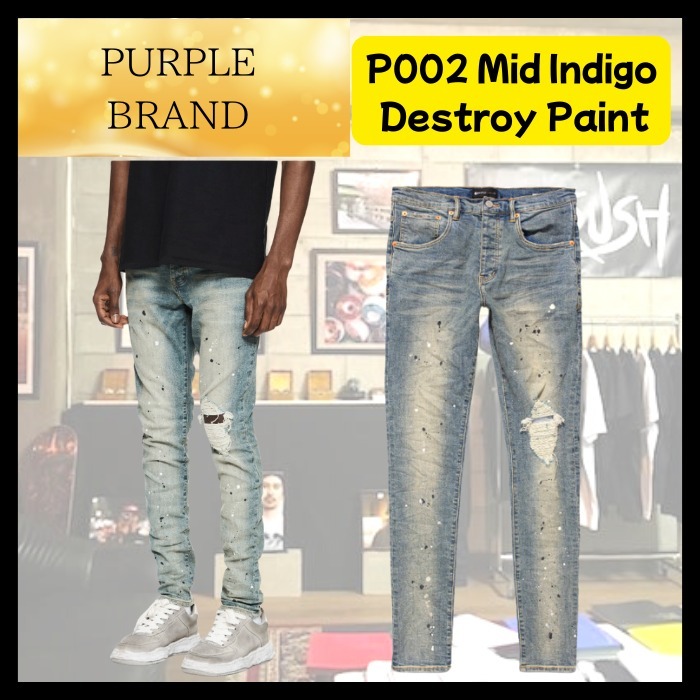 『PURPLE BRAND』P002 Mid Indigo Destroy Paint
