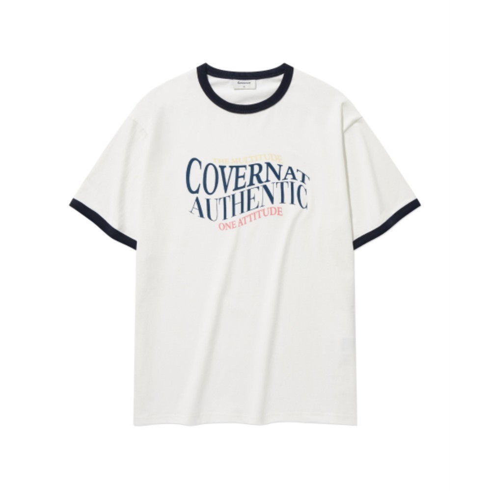 Tシャツ・カットソー COVERNAT Typographic Ringer T-Shirt White