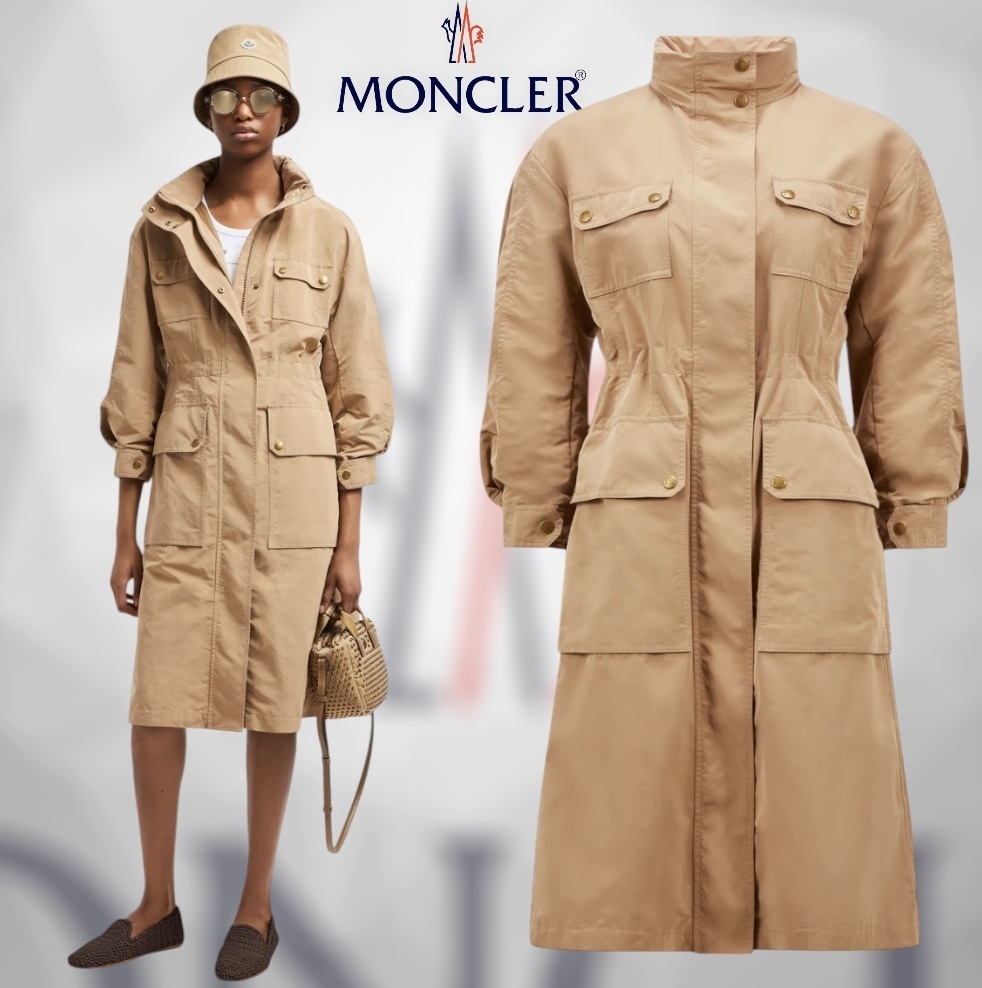 関税込 MONCLER Nantes 撥水ロングパーカー ナイロン混