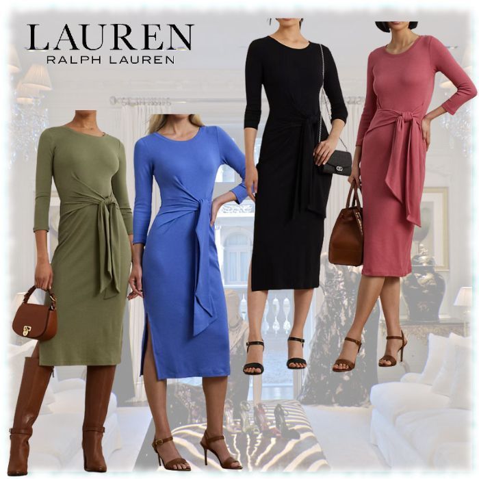新作☆Ralph Lauren タイフロント 美ライン ワンピース