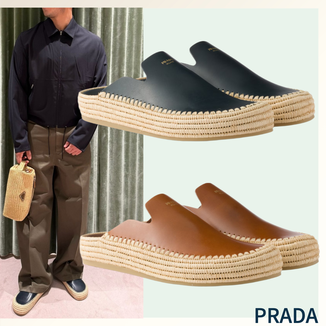 洗練されたデザインで足元からおしゃれ《PRADA》レザーミュール