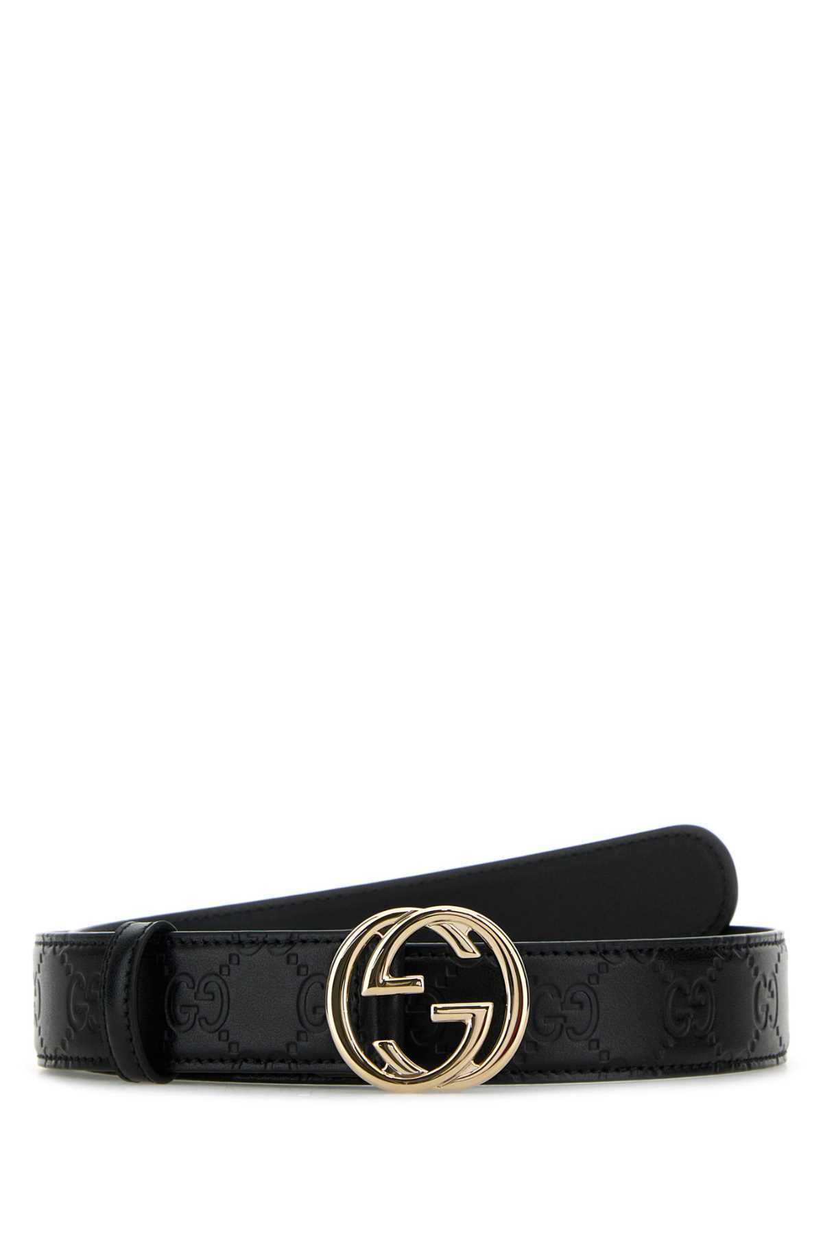 【関税&送料込】Gucci Black Leather Gucci Blondie Belt