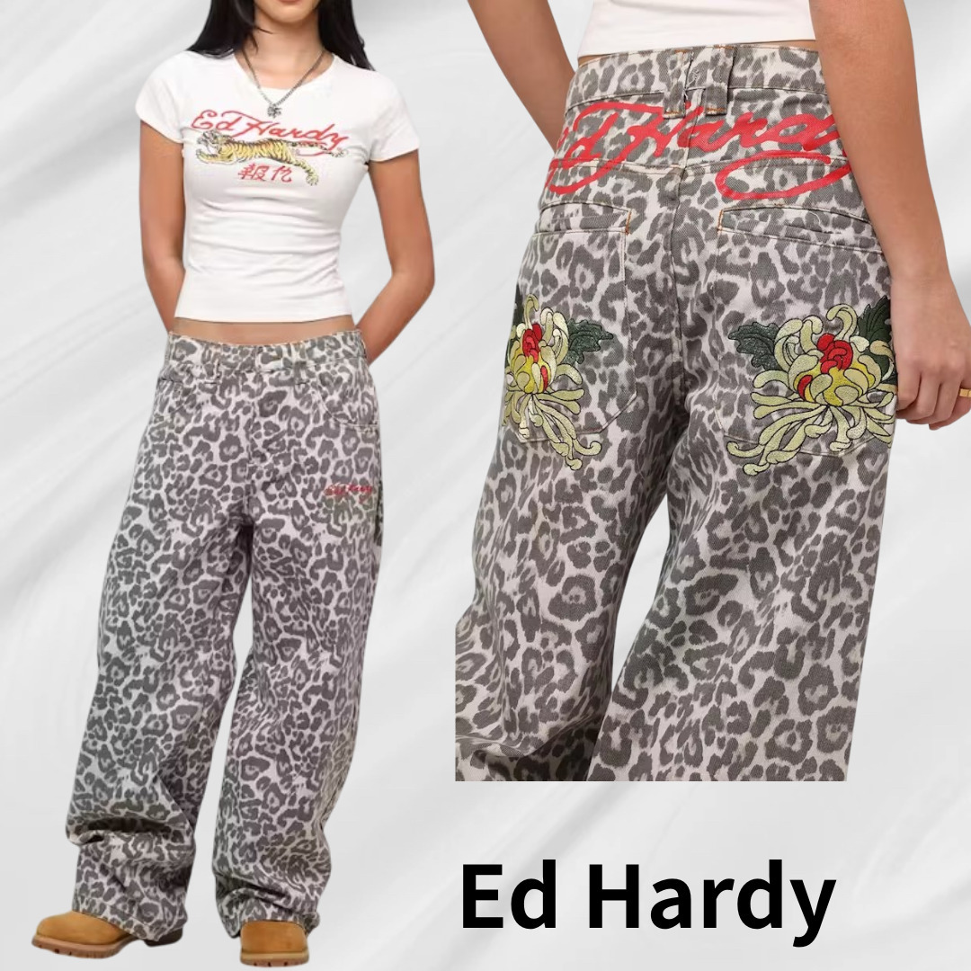 Ed Hardy エドハーディー ヒョウ柄 バギー デニム ジーンズ