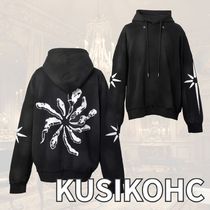 国内発送■KUSIKOHC■コットン プリント パーカー ブラック 国内発送□KUSIKOHC□コットン プリント パーカー ブラック