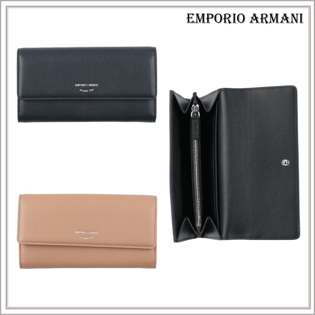 【関税込】◆EMPORIO ARMANI◆ロゴ スナップボタン 長財布