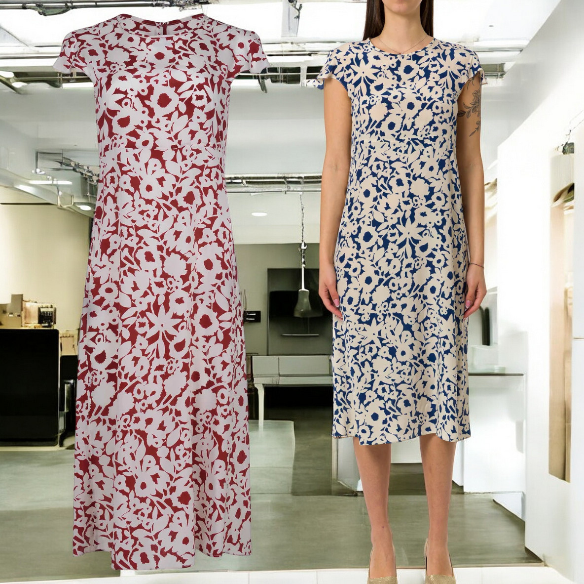 'S Max Mara ジゼラ オールオーバープリント クルーネックドレス
