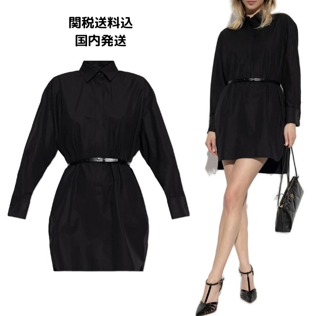 【MAX MARA】ALCADE コットン ポプリン シャツ ドレス ブラック