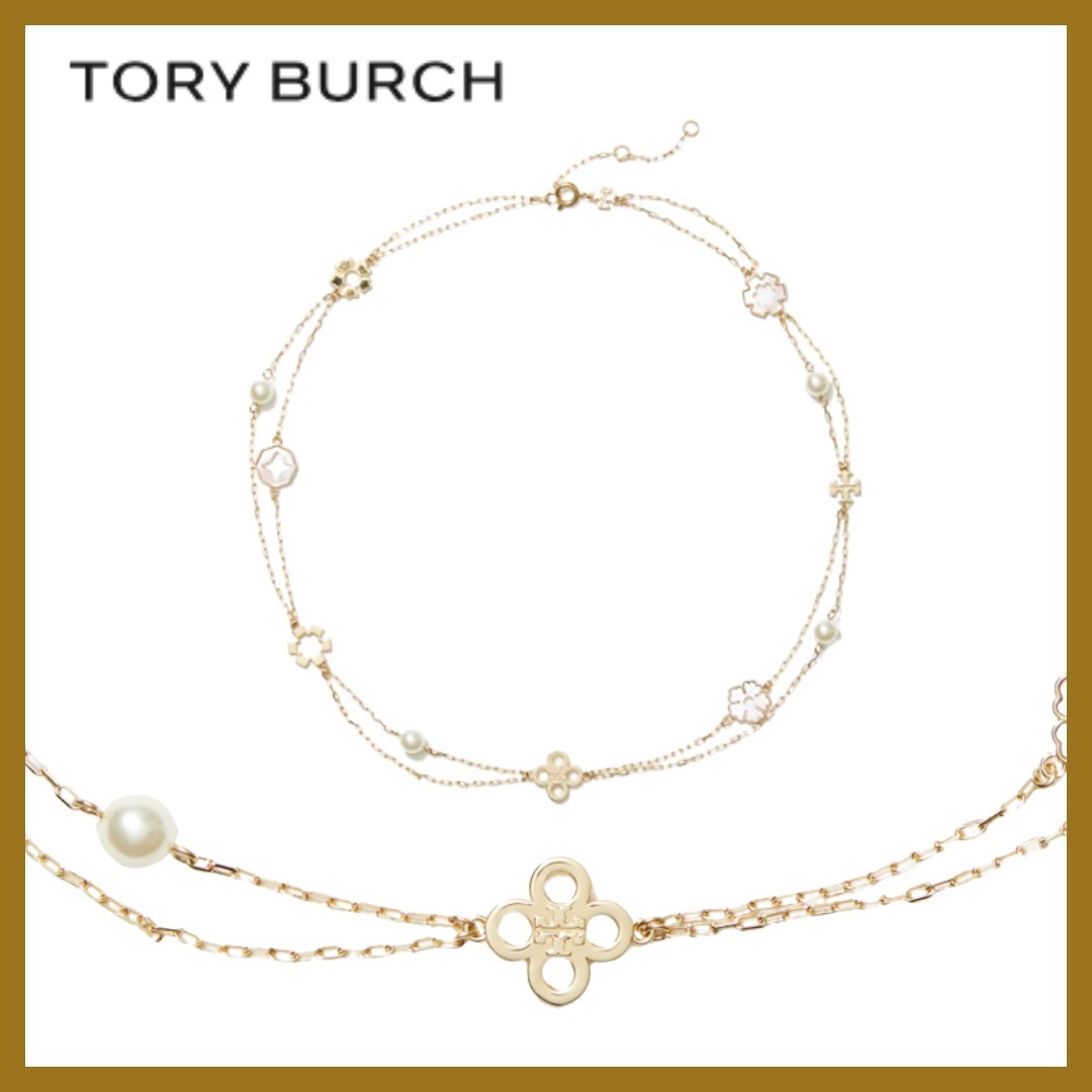 幸運のチャーム*TORYBURCH*キラ クローバーレイヤードネックレス