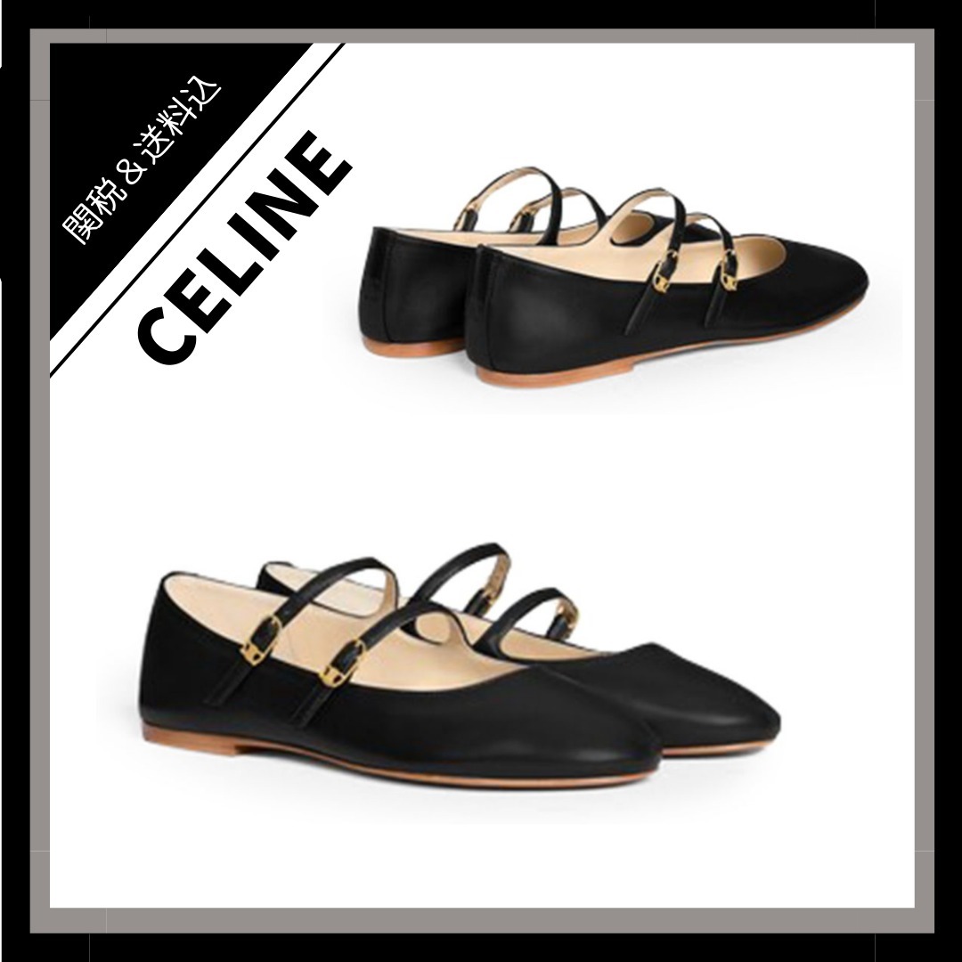 *CELINE*バレリーナ ダブルストラップ ラムスキン