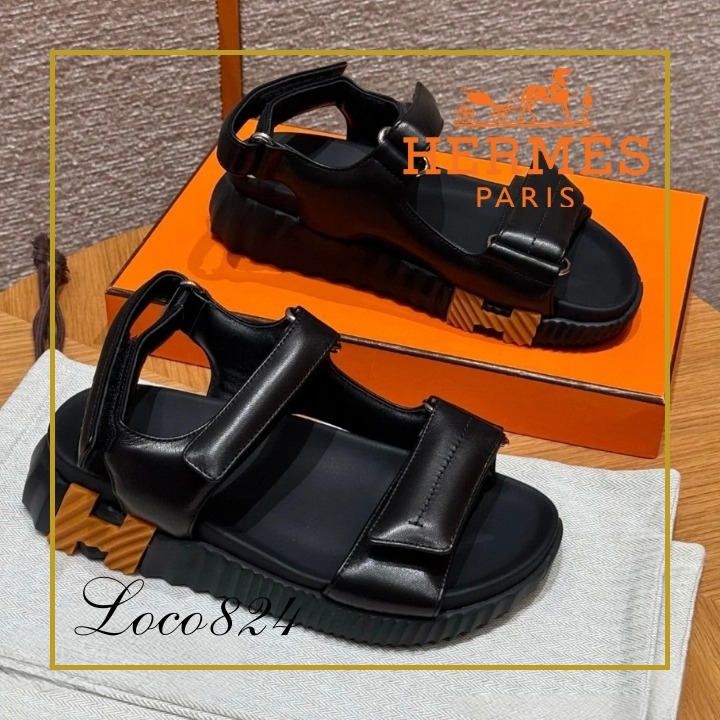 エルメス HERMES《エレクトリック》サンダル Noir / H Miel