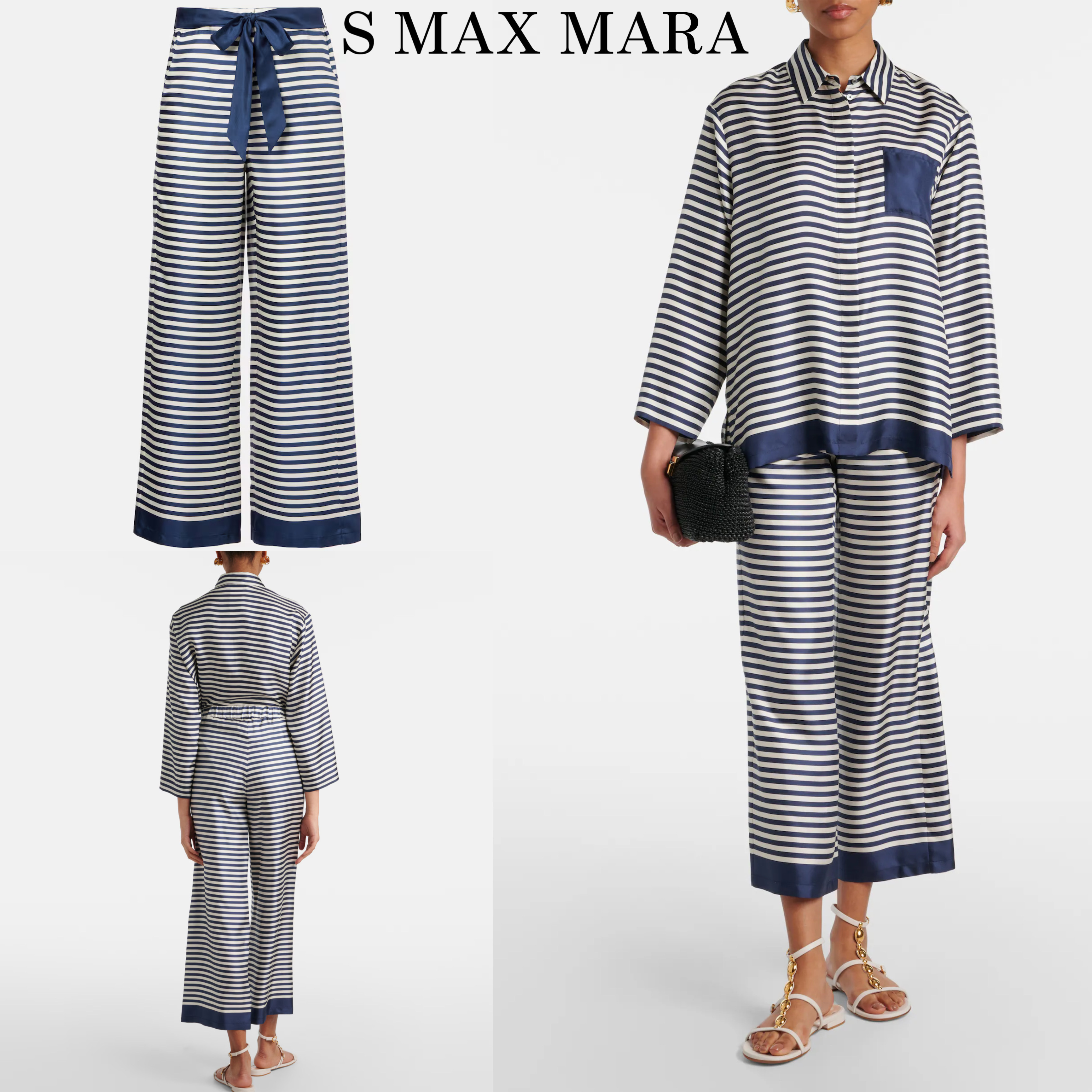 新作*S MAXMARA* ナイン シルクワイドパンツ ストライプ