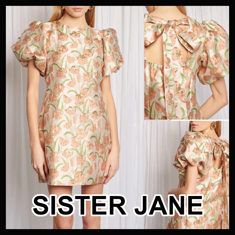 【SISTER JANE】チューリップ 花柄 ジャガード 半袖 ミニドレス
