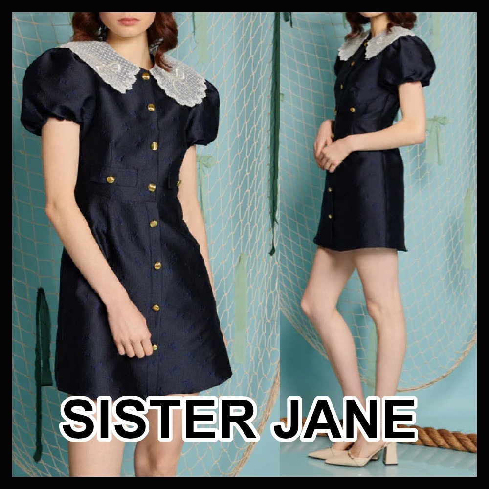 【SISTER JANE】リボン 刺繍 ジャカード レース ミニドレス