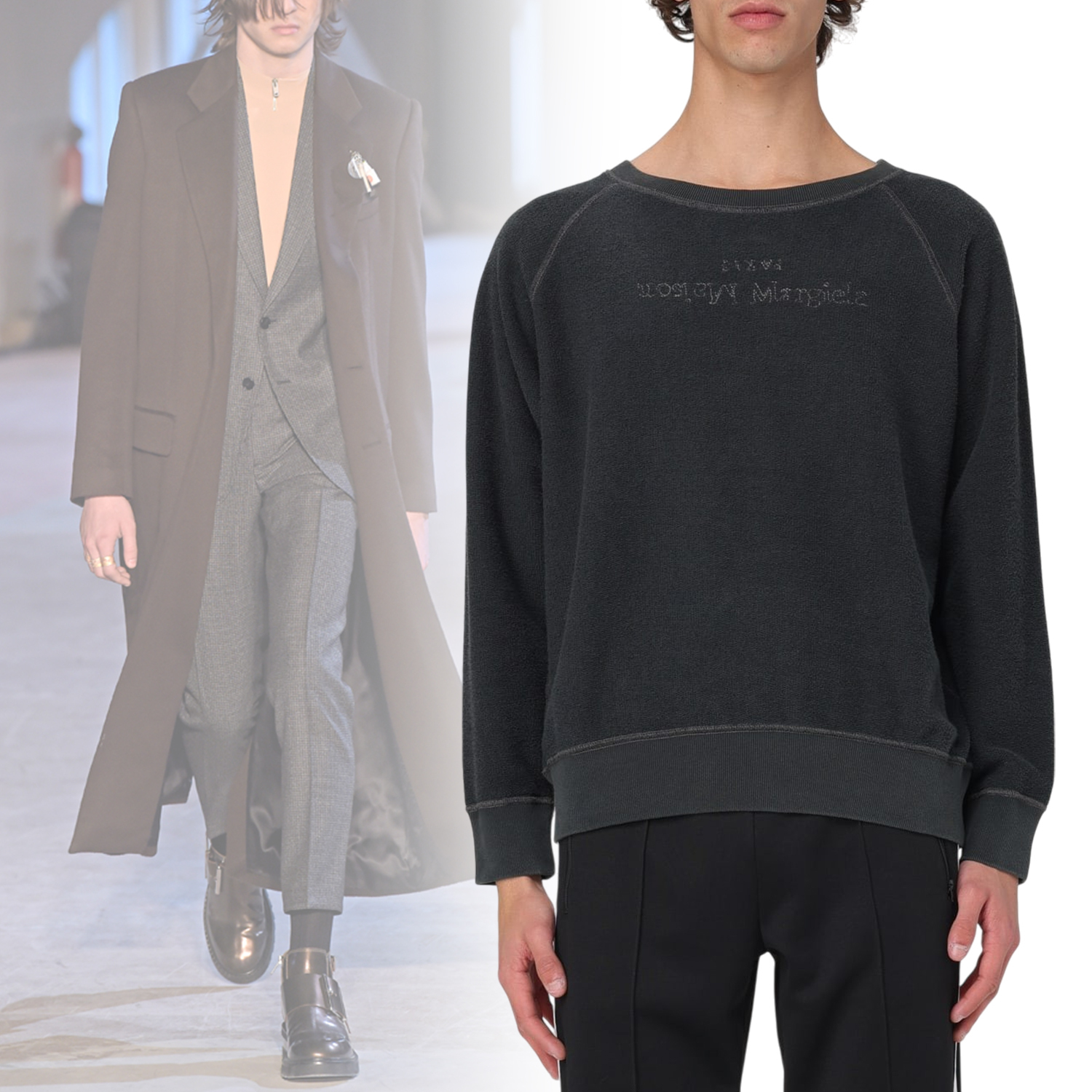 ◆Maison Margiela◆ 長袖 コットンスウェットシャツ ブラック