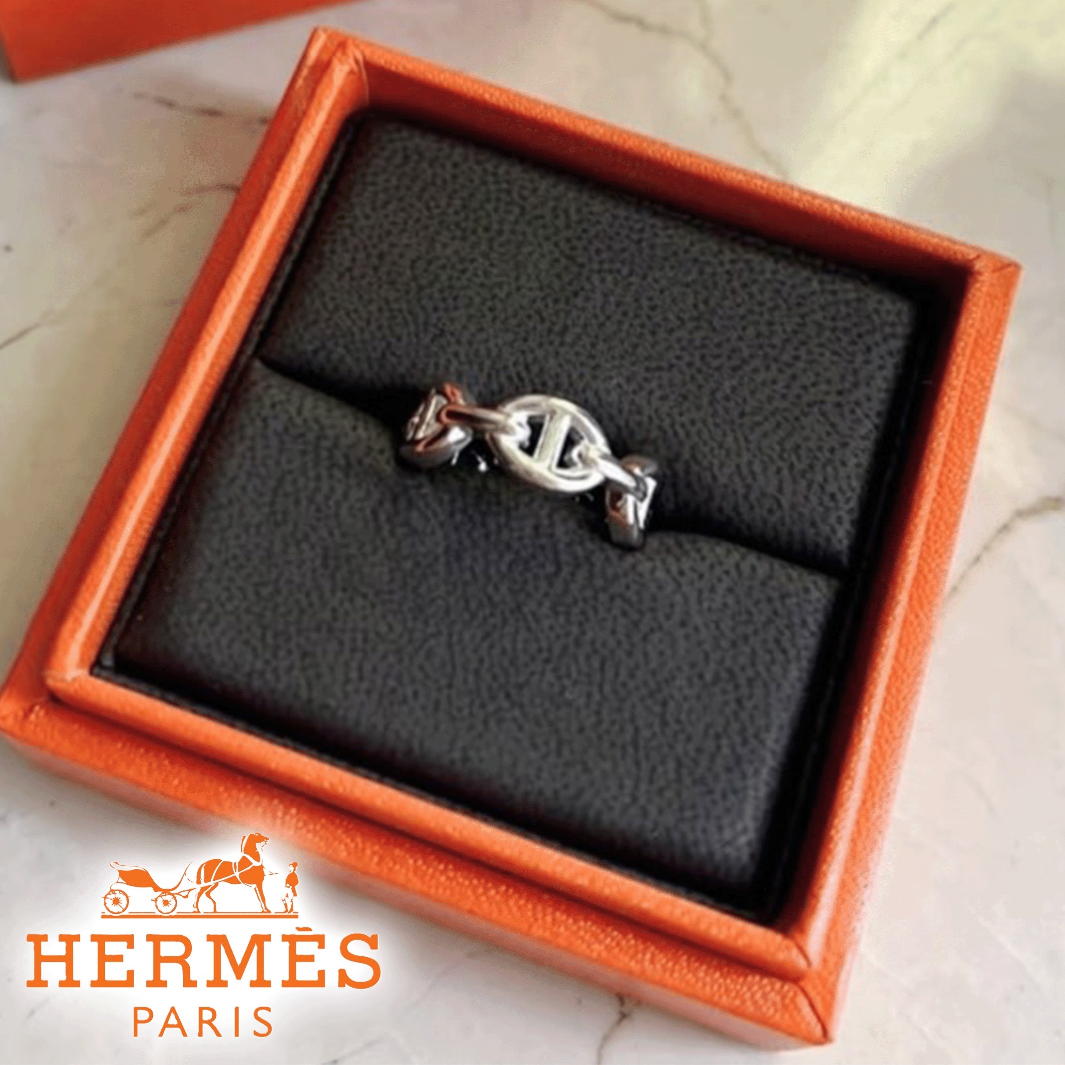 スタイリッシュなデザインが魅力★【HERMES】アンシェネ リング