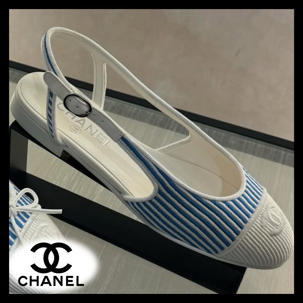 24SS★水色ボーダー♡【CHANEL】フラットシューズ