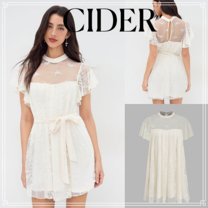 【Cider】花柄 レース カットアウト ワンピース
