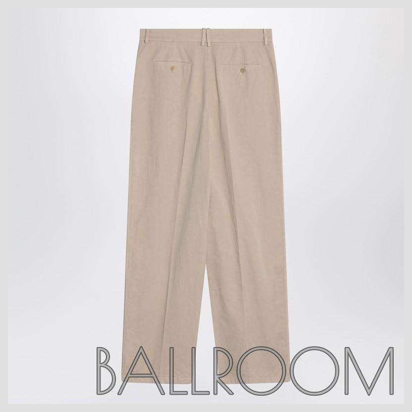 パンツ THE ROW LILAS LIGHT KHAKI COTTON AND LINEN TROUSERS
