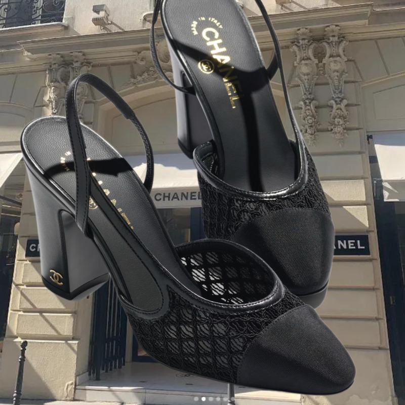 ★マトラッセ上品メッシュ★【CHANEL】スリングバック ヒール9cm