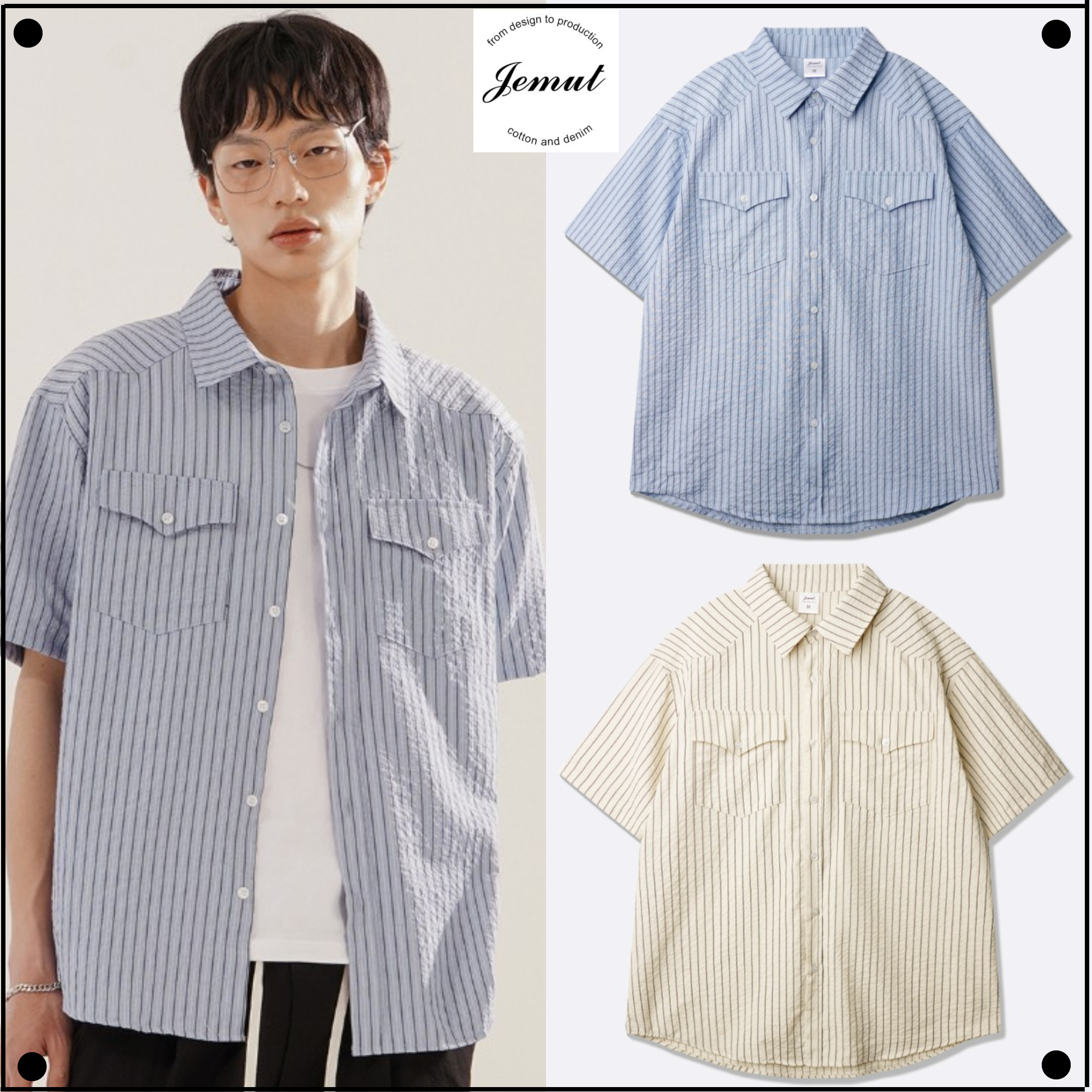 JemutのBrooklyn Western Stripe Short Sleeve Shirt 全2色