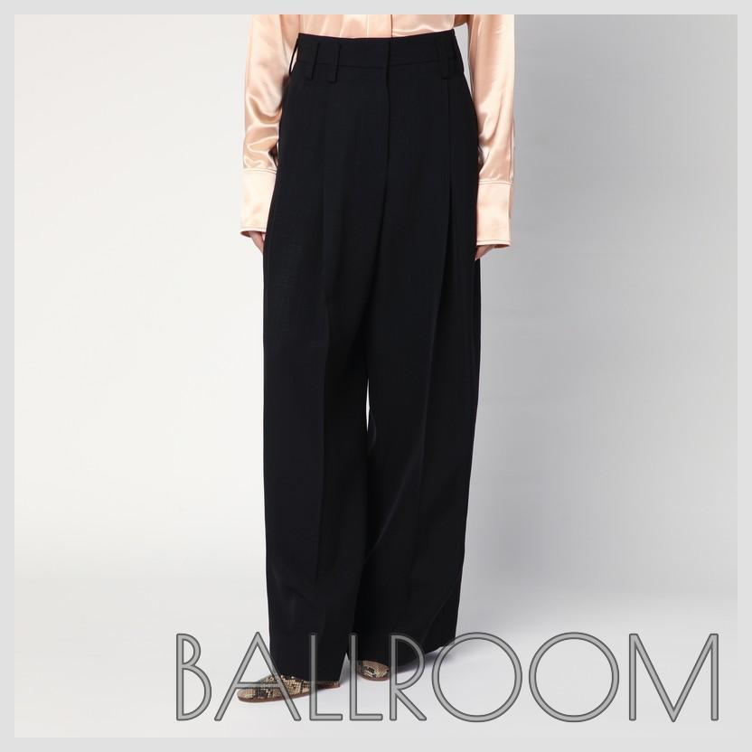 パンツ JIL SANDER WIDE BLACK PANTS IN SILK BLEND