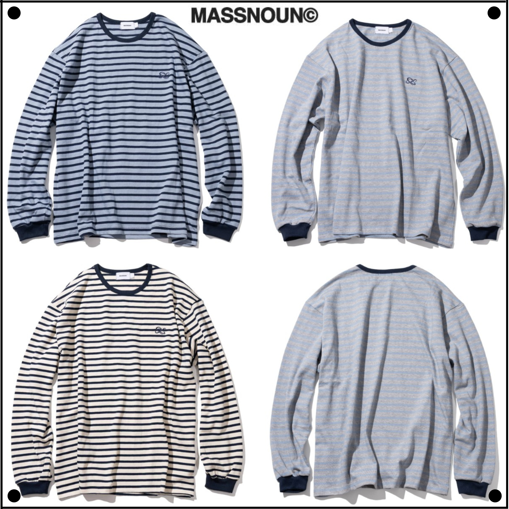 MASSNOUNのUNMEASURED LOGO STRIPED LONG SLEEVE 全3色