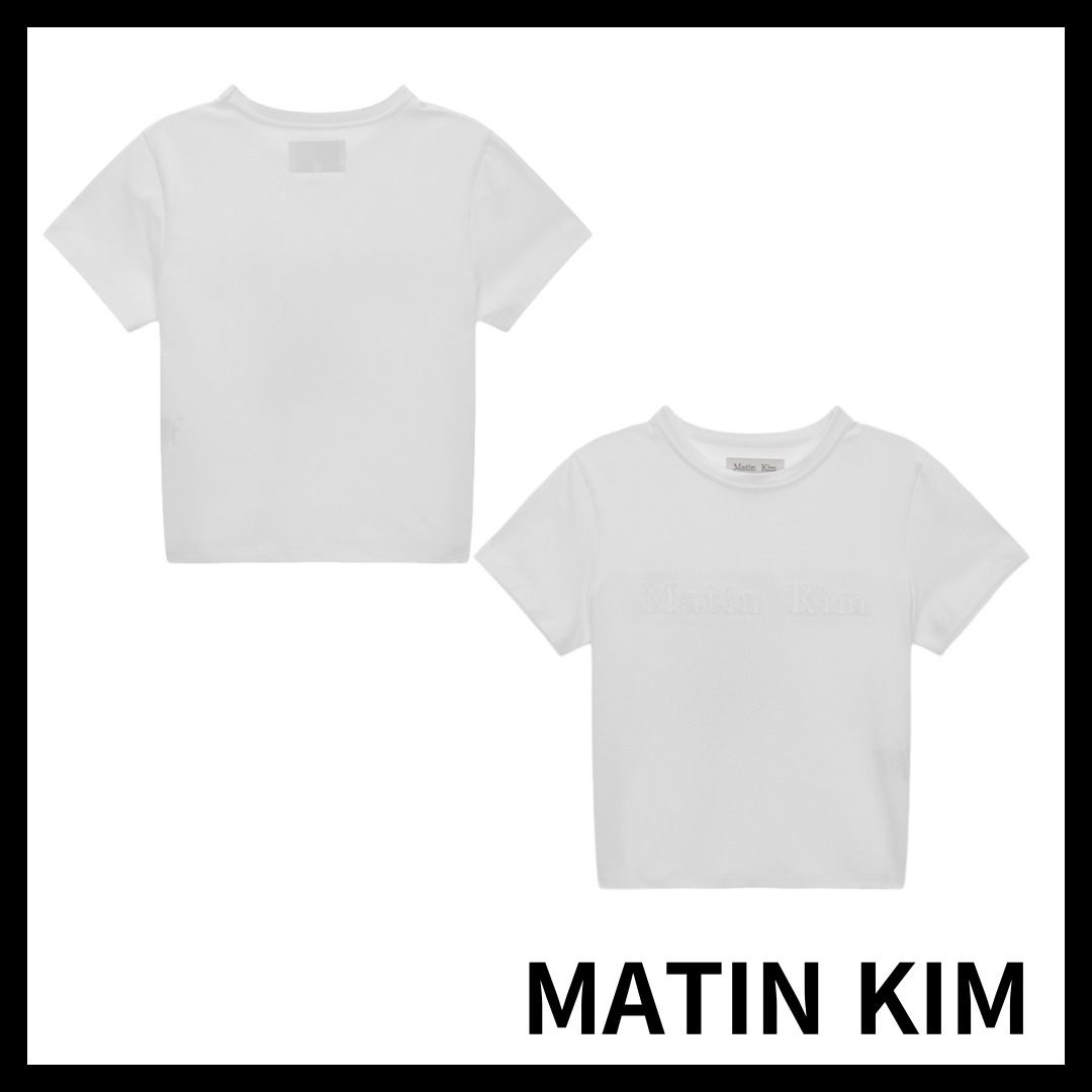 ★Matin Kim★ MATIN REVERSE PATCH LOGO CROP TOP IN WHITE MK2