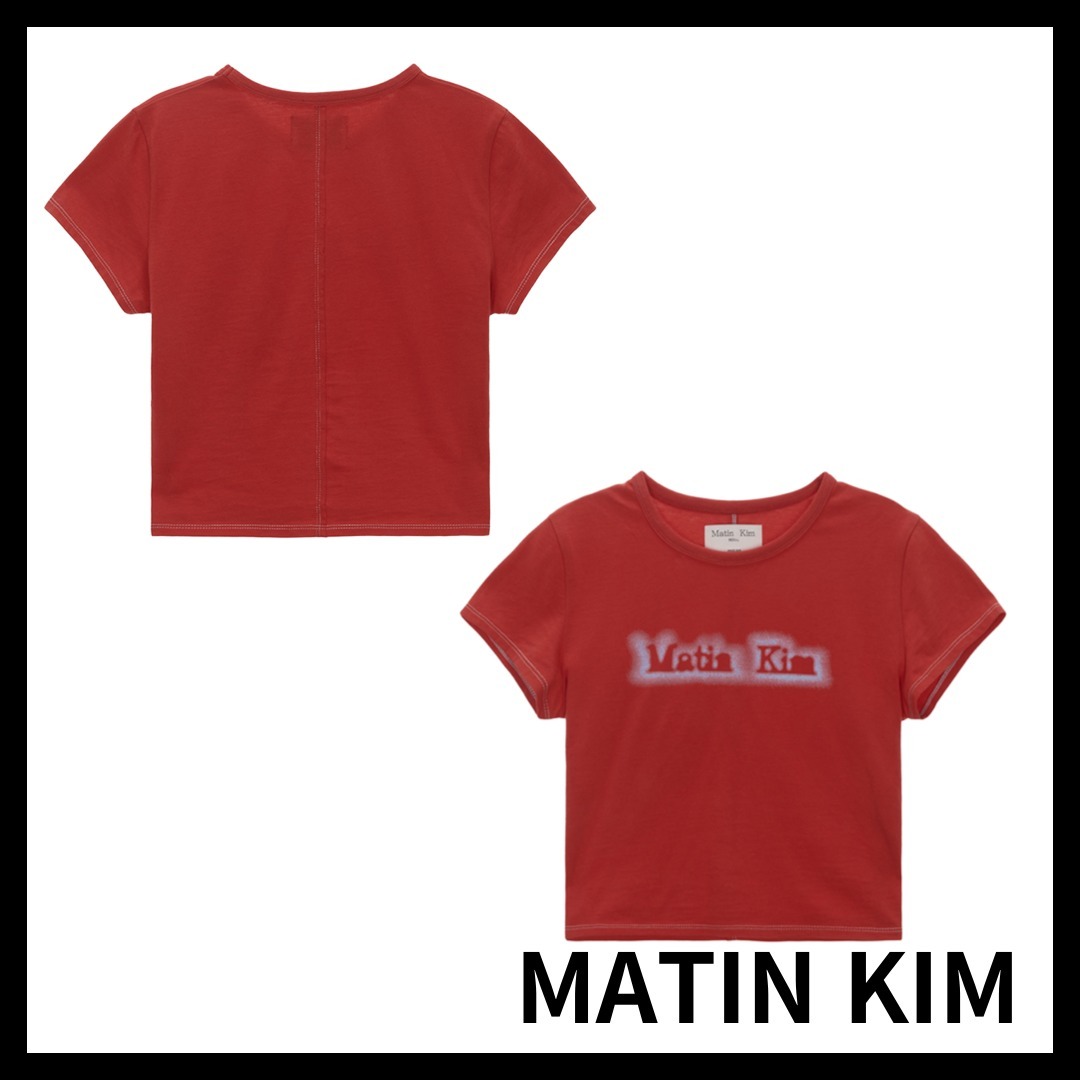 ★Matin Kim★ MATIN SHADE LOGO CROP TOP IN RED MK2434TS032MR