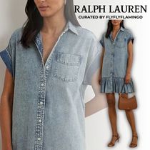 【RALPH LAUREN】デニム ポイントカラー 半袖 ミニ シャツドレス
