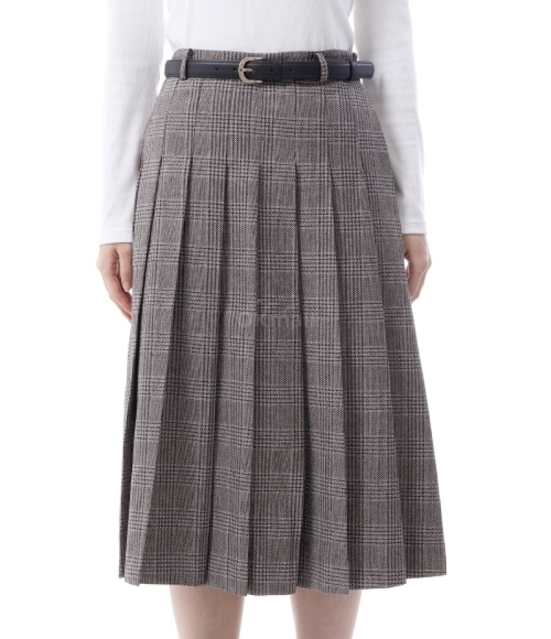 Self-Portrait｜SKIRTS (CHECK PLEATED MIDI SKIRT (RS25100